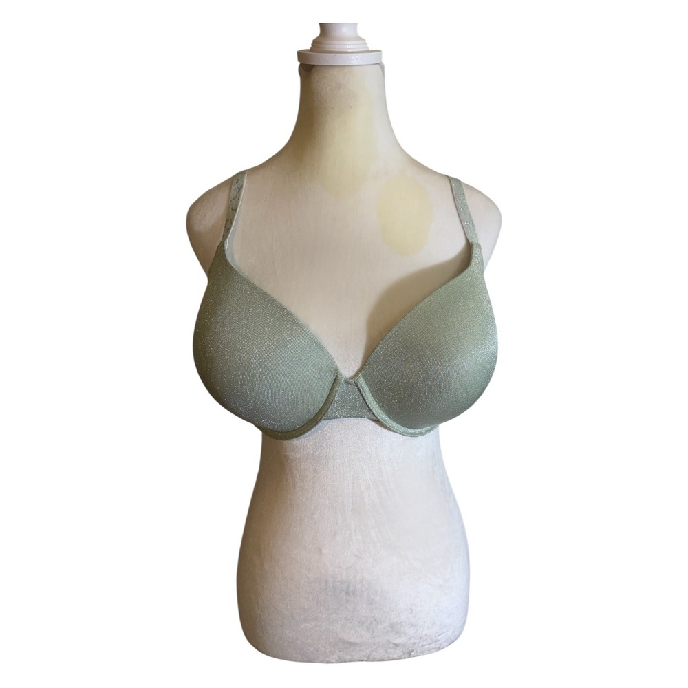 Victoria Secret T-Shirt Bra Women 36DDD Green Shimmer Sparkle Underwire